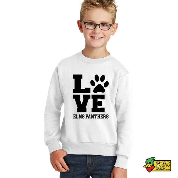 Love Elms Panthers Youth Crewneck Sweatshirt