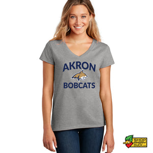 Akron Bobcats Basketball Ladies V-Neck T-Shirt