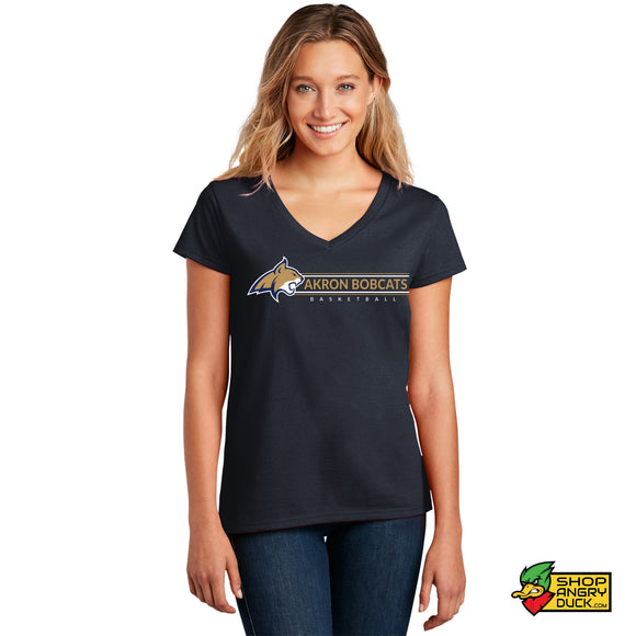 Akron Bobcats Basketball 3 Ladies V-Neck T-Shirt