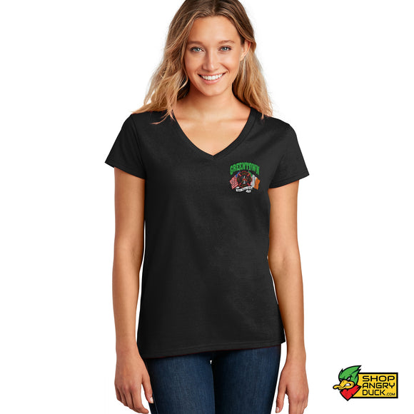 Greentown Fire Dept St. Patrick's Day  Ladies V-Neck T-Shirt