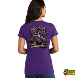 Muddy Girl Monster Truck Ladies V-Neck T-Shirt
