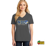 Notre Dame College Falcons Softball Ladies V-Neck T-Shirt 001