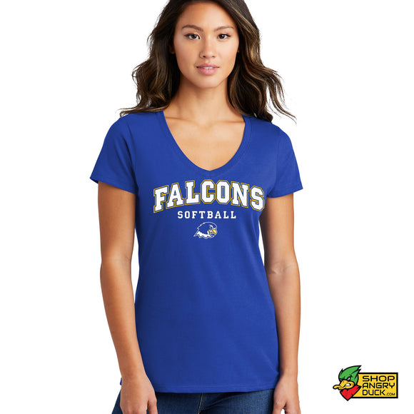Notre Dame College Falcons Softball Ladies V-Neck T-Shirt 002