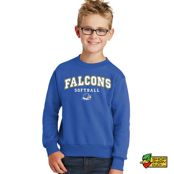 Notre Dame College Falcons Softball Youth Crewneck Sweatshirt 002