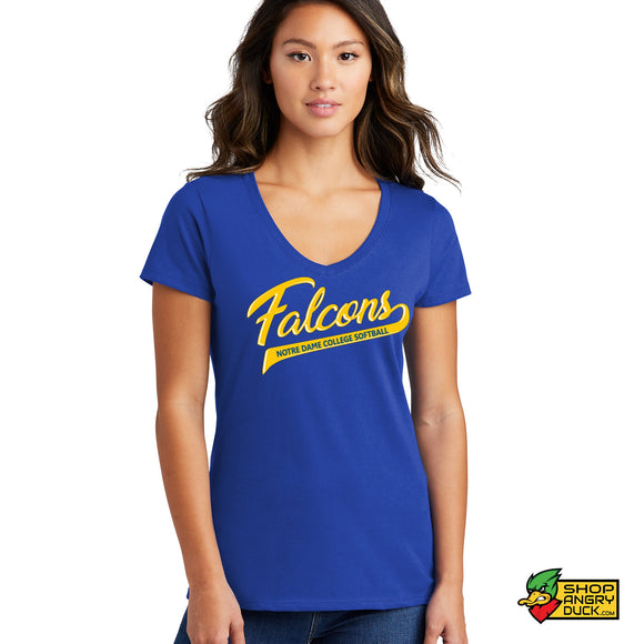 Notre Dame College Falcons Softball Ladies V-Neck T-Shirt 003