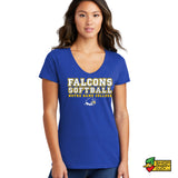 Notre Dame College Falcons Softball Ladies V-Neck T-Shirt 004