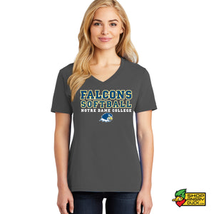 Notre Dame College Falcons Softball Ladies V-Neck T-Shirt 004