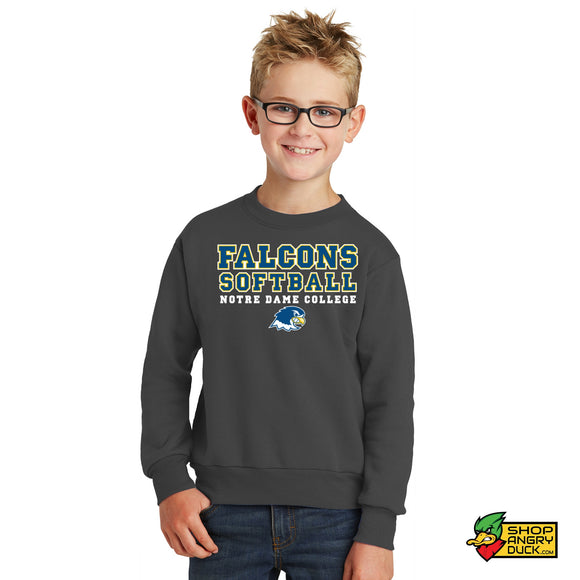 Notre Dame College Falcons Softball Youth Crewneck Sweatshirt 004