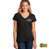 Akron Racers Circle logo Ladies V-Neck T-Shirt
