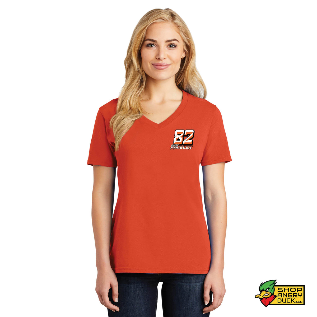 Pavelek Racing Ladies V-Neck T-Shirt – ShopAngryDuck.com