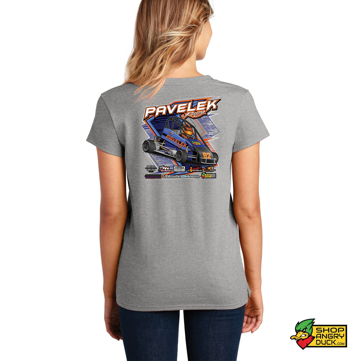Pavelek Racing Ladies V-Neck T-Shirt – ShopAngryDuck.com