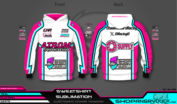 Chase Howard Sprint Car White Fire Suit Sublimated Hoodie