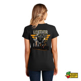 Leather and Lace Ladies V-Neck T-Shirt