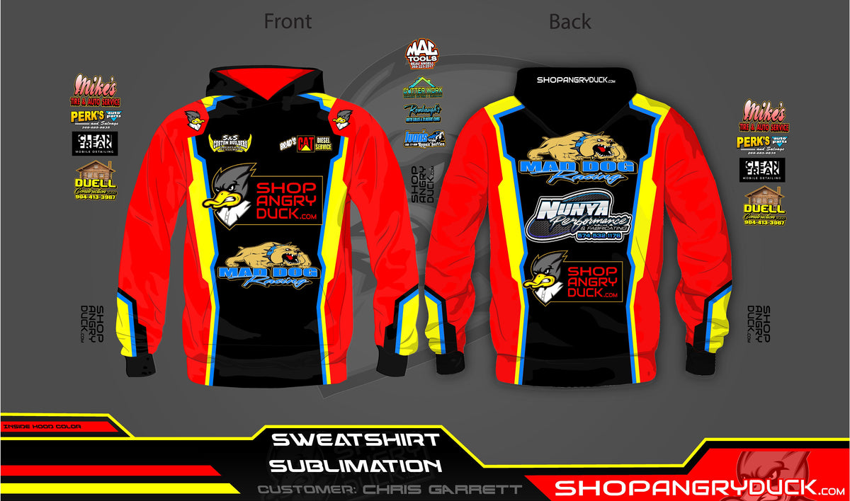 Mad Dog Racing - Sublimated Hoodie – ShopAngryDuck.com