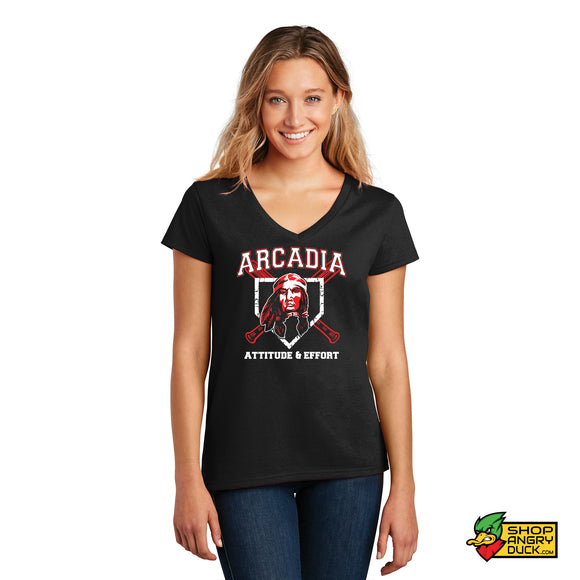 Arcadia Baseball Home Plate Ladies V-neck T-shirt