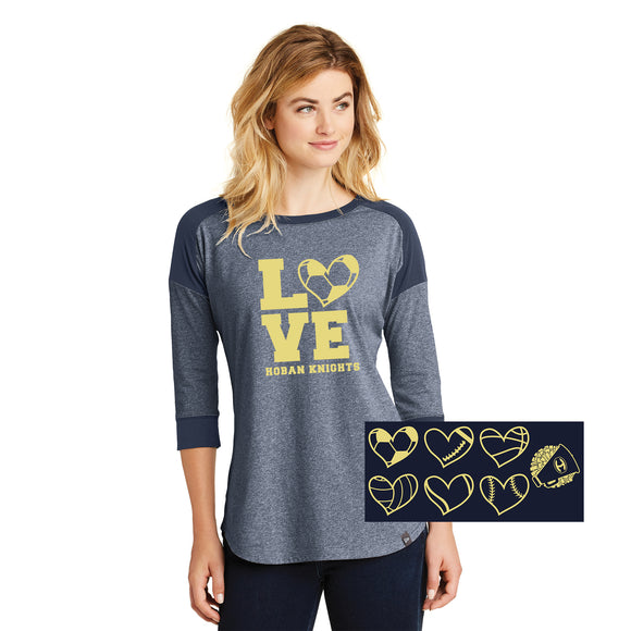 Hoban Love New Era Ladies 3/4-Sleeve Raglan Tee