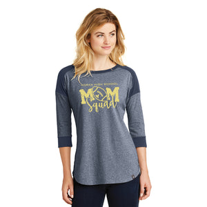 Hoban Football Mom Squad New Era Ladies 3/4-Sleeve Raglan Tee