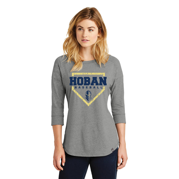 Hoban Baseball Home Plate New Era Ladies 3/4-Sleeve Raglan Tee