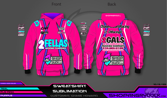 Chase Howard Sprint Car Pink Fire Suit Sublimated Hoodie