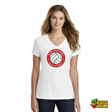 Elms Volleyball Circle Logo Ladies V-Neck T-shirt