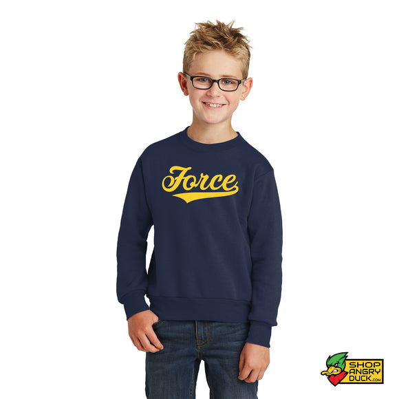 Tallmadge Force Script Logo Youth Crewneck Sweatshirt