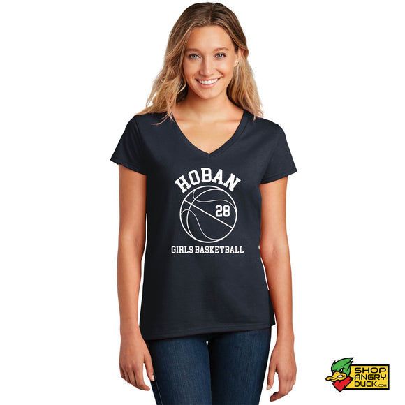 Hoban Girls basketballl Personalized # Ladies V-Neck T-Shirt