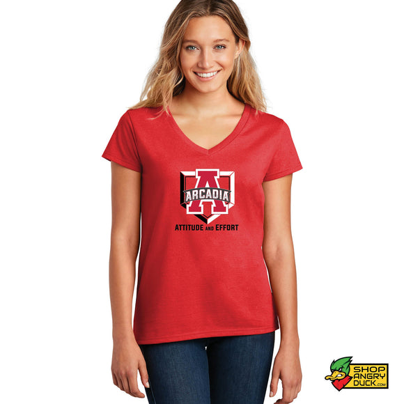 Arcadia Baseball Attitude Ladies V-Neck T-Shirt