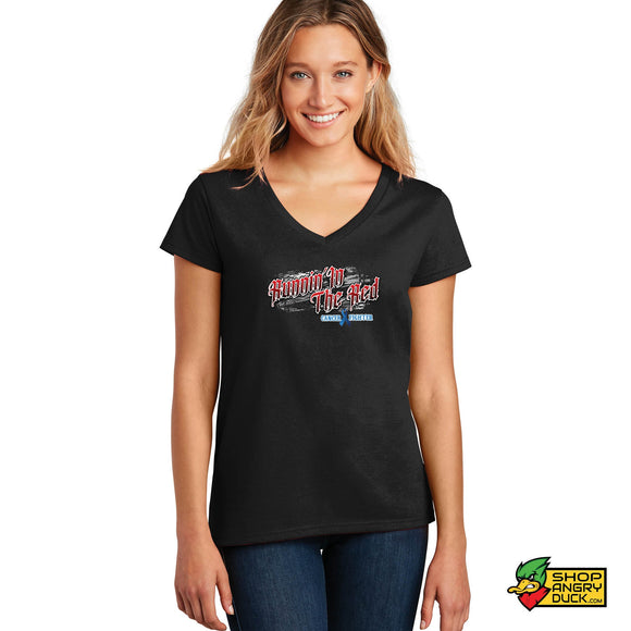 Runnin In The Red Ladies V-Neck T-Shirt