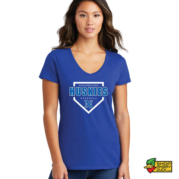 Northwestern Baseball Plate Ladies V-Neck T-Shirt